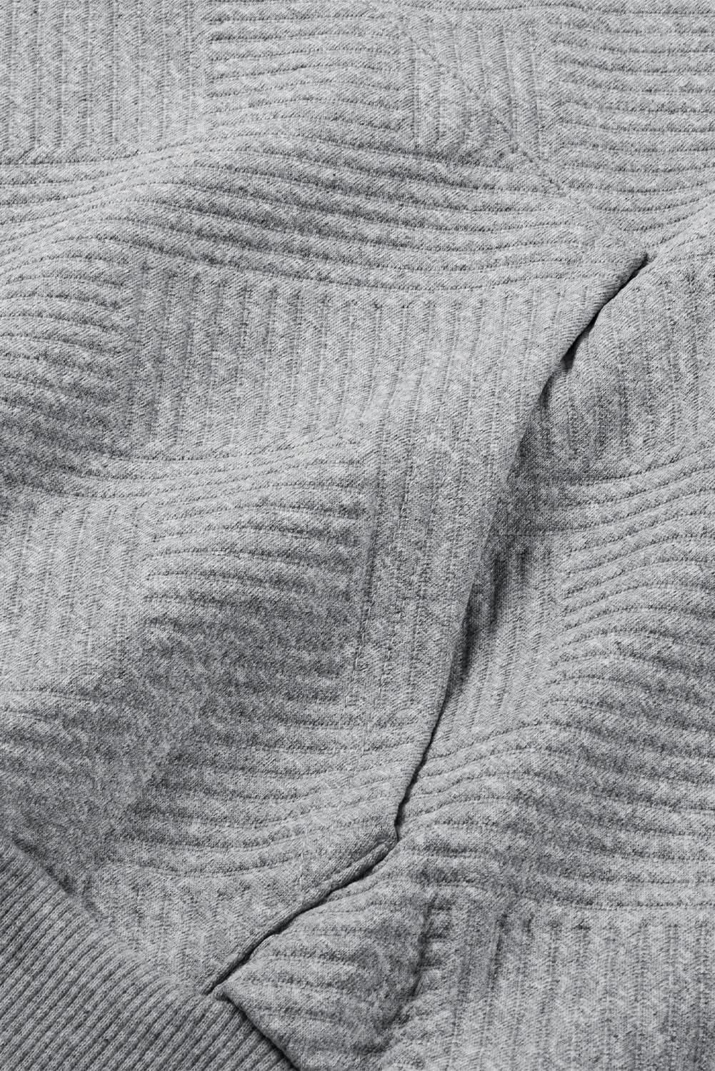 Light Grey Textured Snap Buttons Pullover Plus Size Sweatshirt - Love Salve